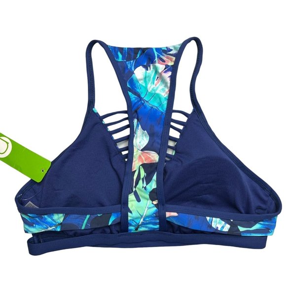 NEXT RSC Hi Neck Sports Bra Swim Top Size Large UPF 50 Strappy Tropical Print - Picture 2 of 7